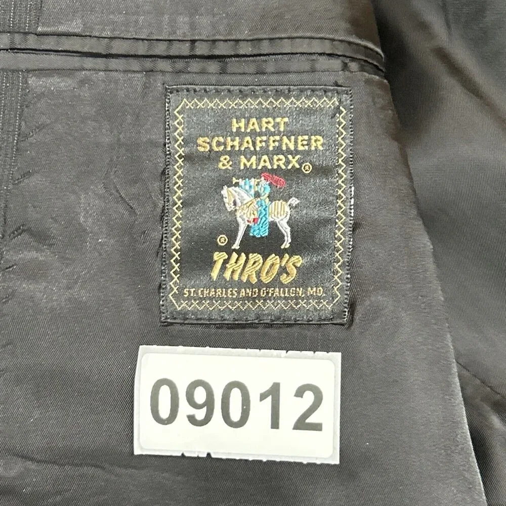 Hart Schaffner‎ Marx Blazer Mens 46R Dark Gray Pin Stripe Suite Coat Career